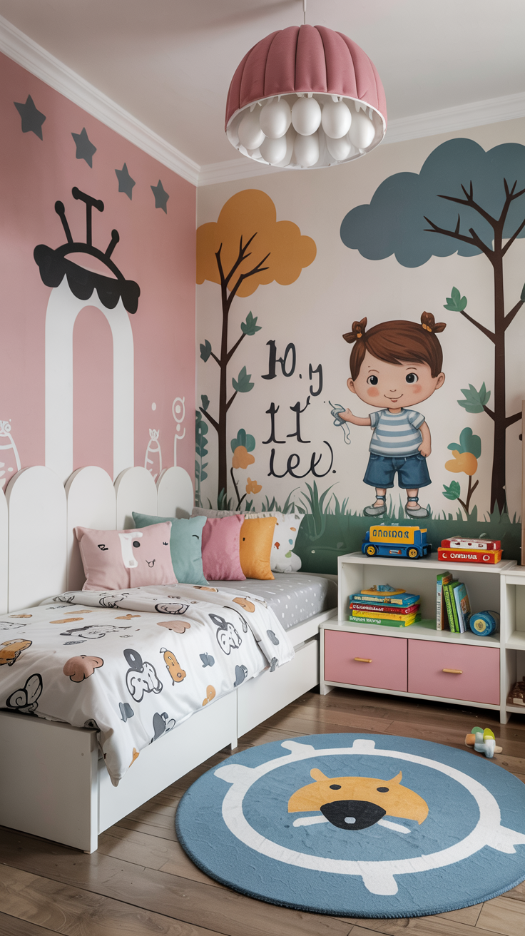 Cute Girl Children's Bedroom Wallpaper