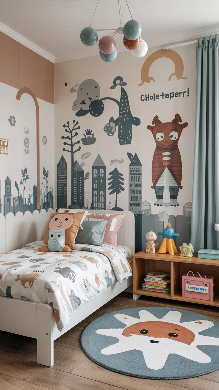 Cartoon Character Children's Bedroom Wallpaper Ideas