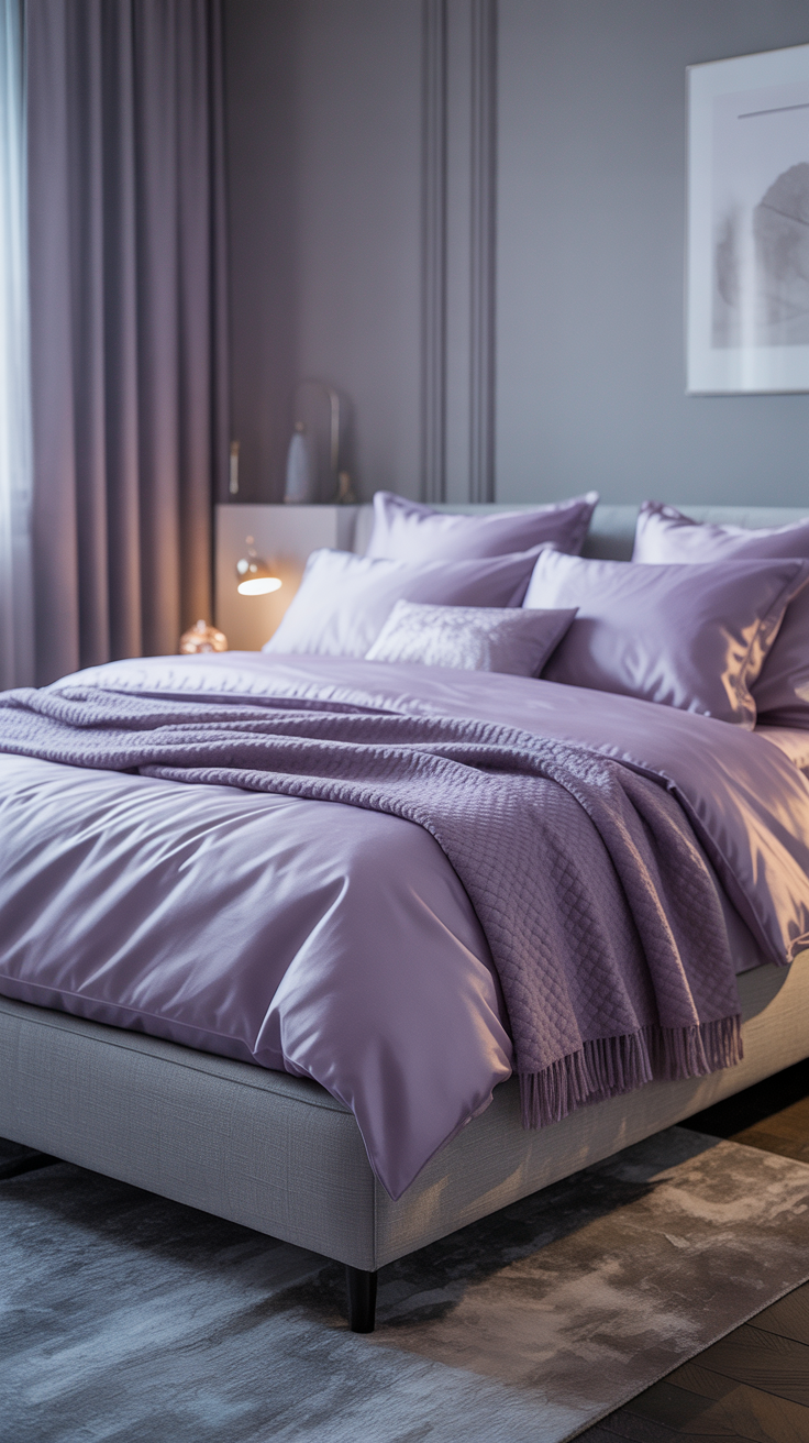 Lavender, Winter Gray Bedroom Decor