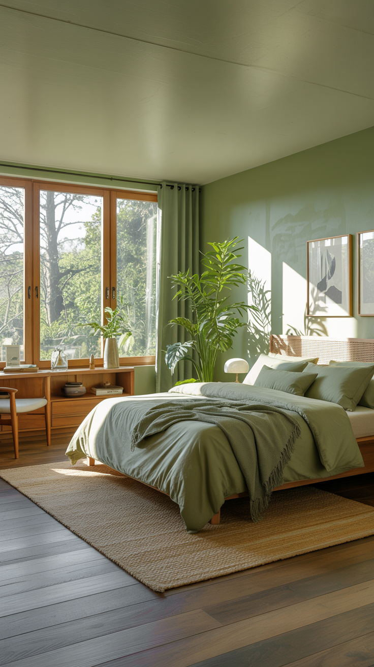 Open Natural Green Bedroom Decor